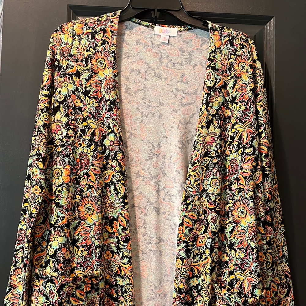 Lularoe Long Sweater Cardigan - Great Print!
